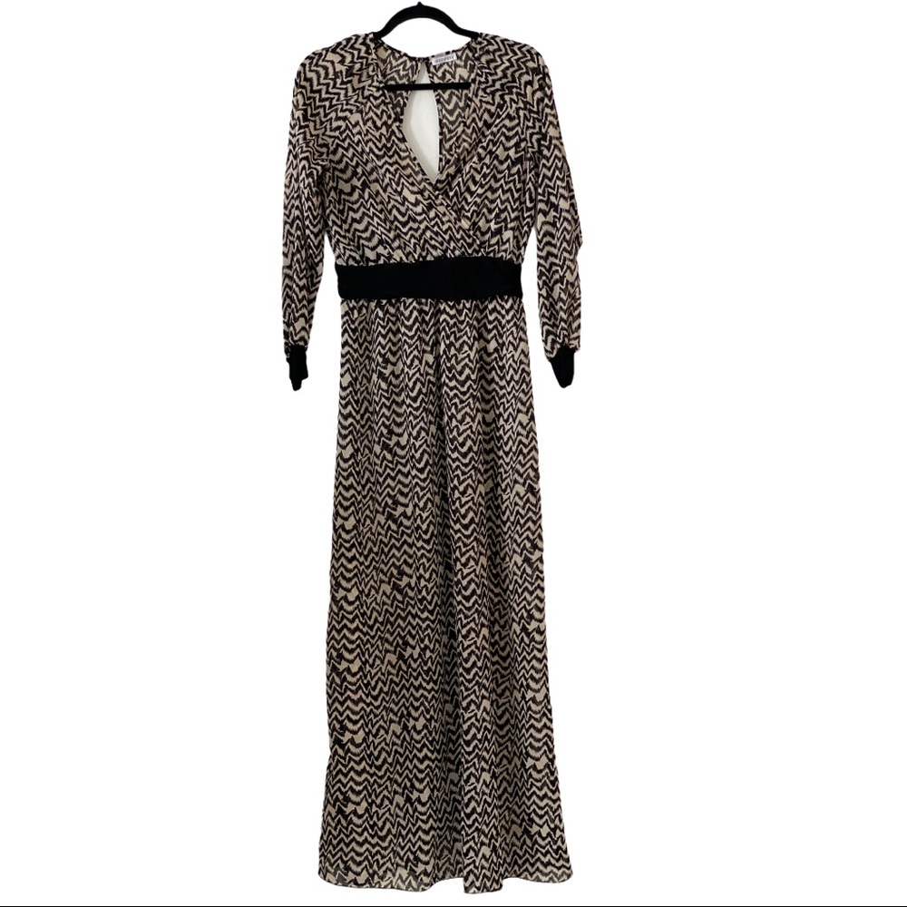 NWOT Printed Cream and Black Maxi Dress